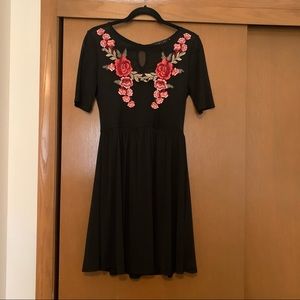 Sheer-Top Floral Dress